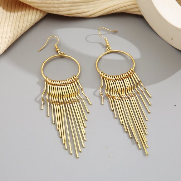Other - NEW! Beautiful Metal Long Tassel Earrings Gold or Silver Dangle Earrings - GIFT